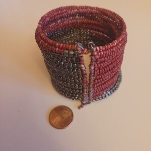 Elegant Red and Silver Beaded Bracelet